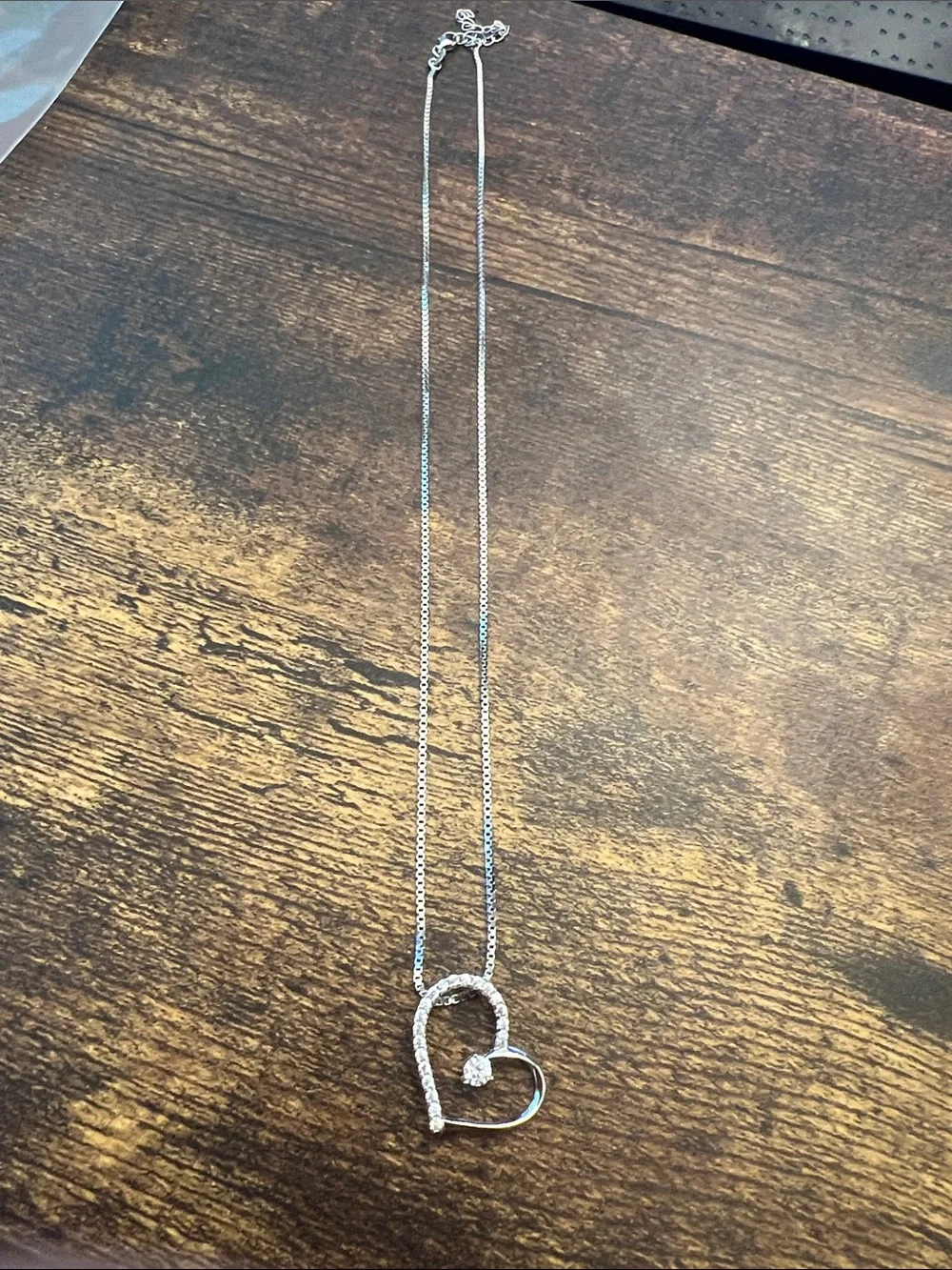 Sterling Silver Heart Pendant Necklace with White Cubic Zirconia Women Jewelry